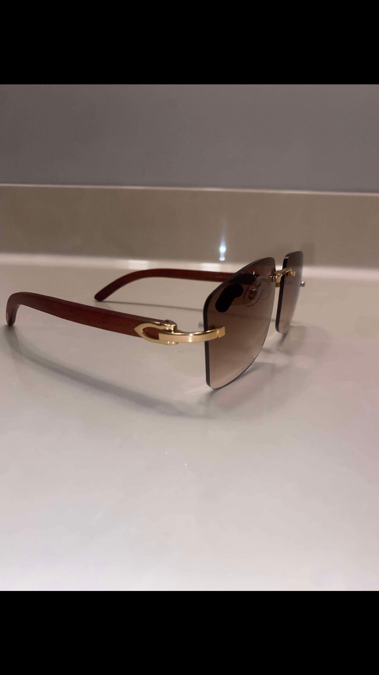 Rimless Sunglasses Wood style