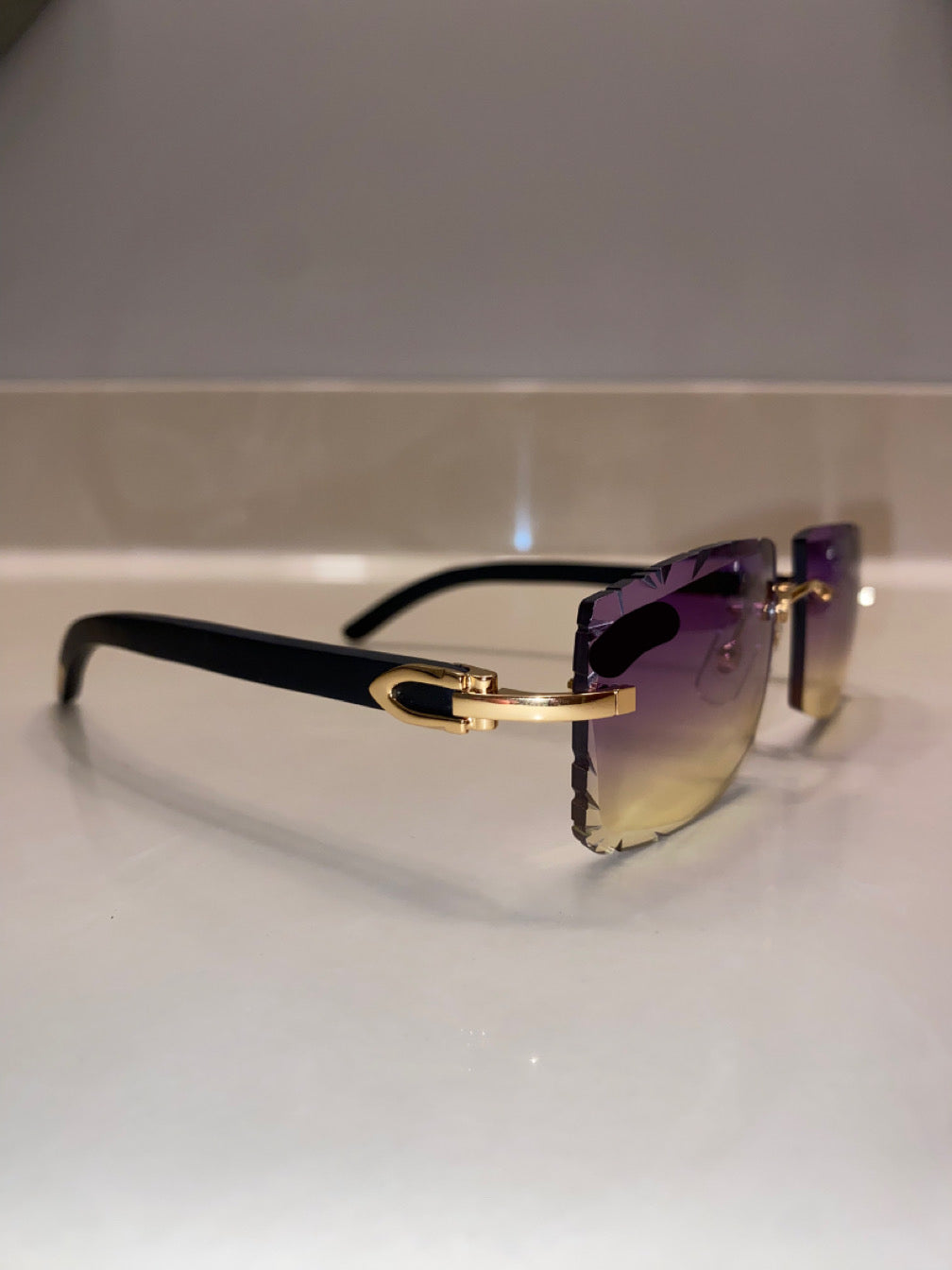 Rimless Sunglasses Black buffs