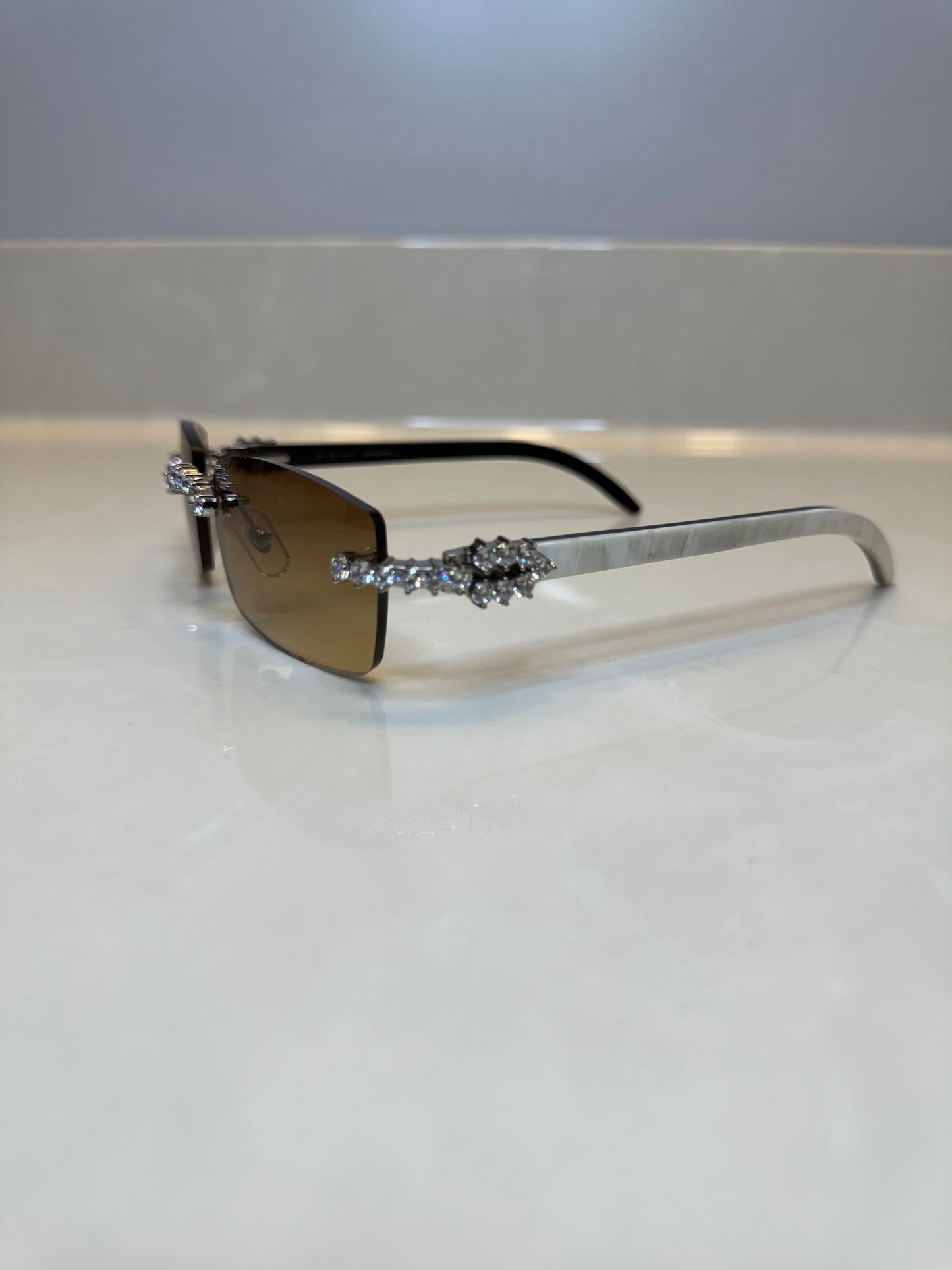 Iced out Rimless Sunglasses Detroit style Buffs 50 pointers