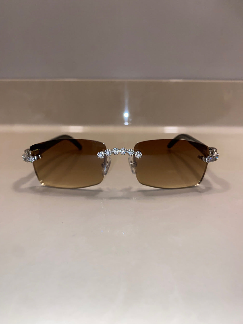 Iced out Rimless Sunglasses Detroit style Black Buffs