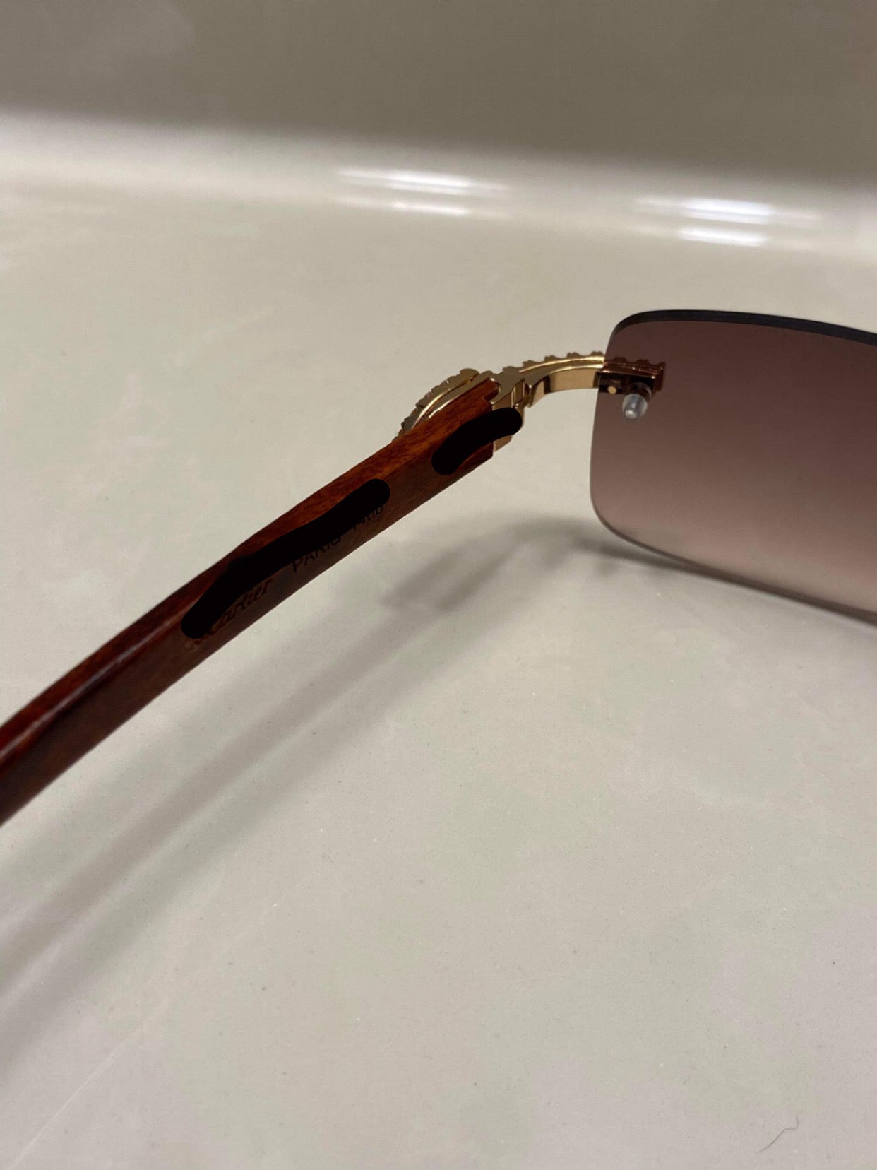 Rimless Sunglasses Classic Wood style