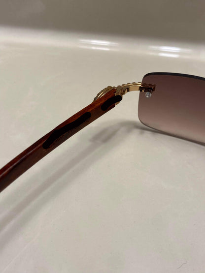 Rimless Sunglasses Classic Wood style