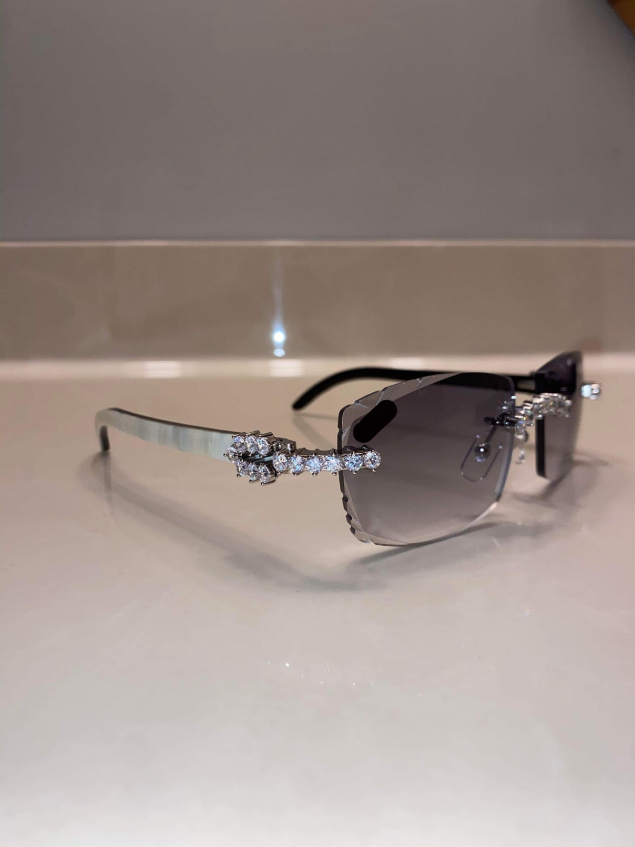 Iced out Rimless Sunglasses Detroit style Buffs 50 pointers