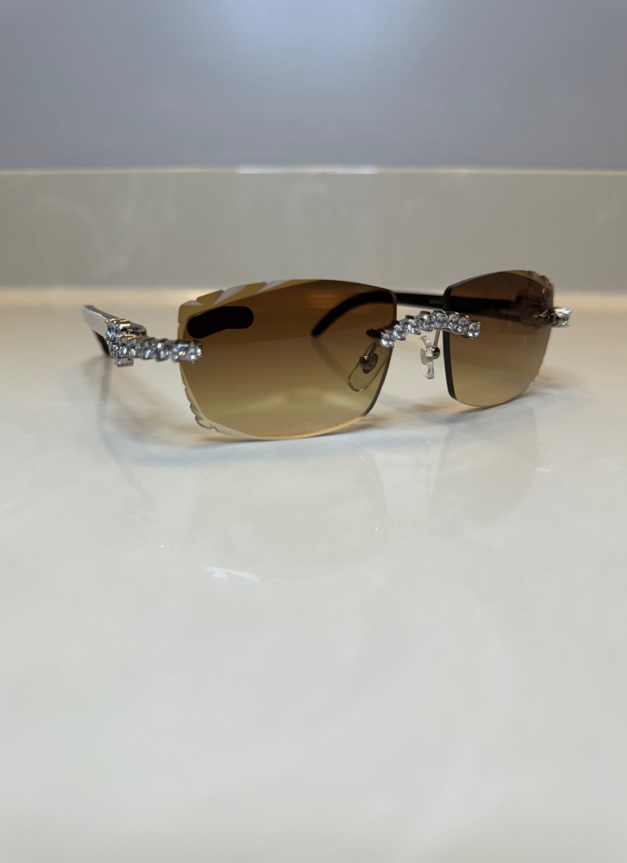 Iced out Rimless Sunglasses Detroit style Buffs 50 pointers