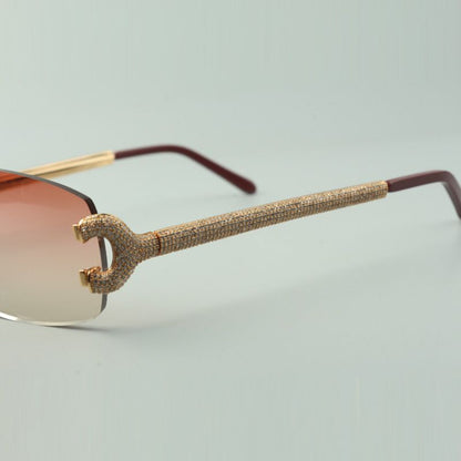 Iced out Rimless C Sunglasses Detroit style Buffs
