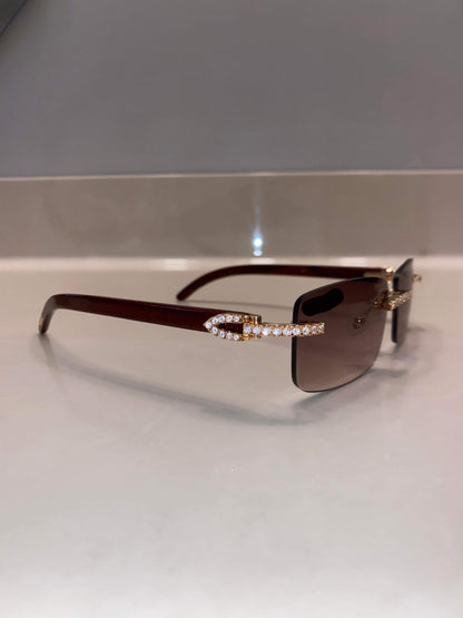 Rimless Sunglasses Classic Wood style