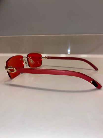 Rimless Sunglasses Red Wood style