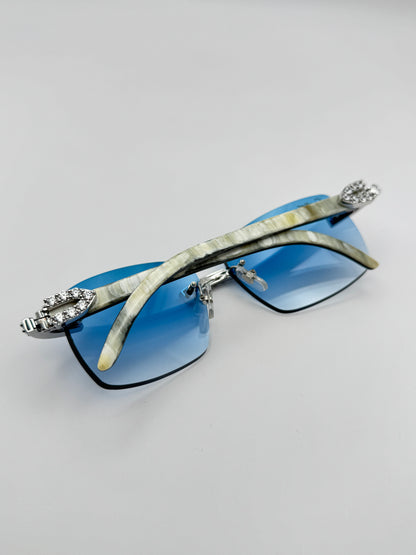 Iced out Rimless Sunglasses Detroit style Buffs