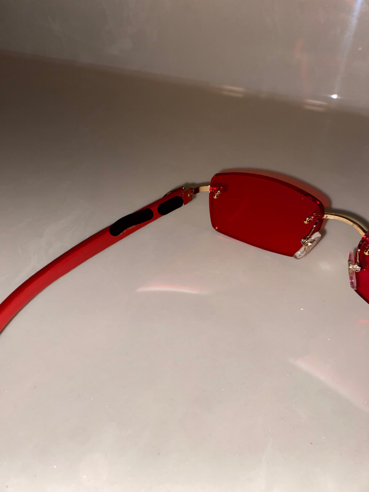 Rimless Sunglasses Red Wood style