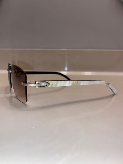 2023 Rimless Sunglasses White buffs