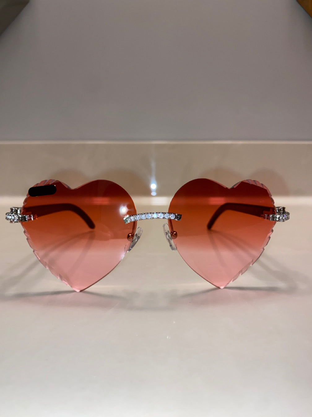 Iced out Rimless Sunglasses Detroit Heart style Buffs KJFrames