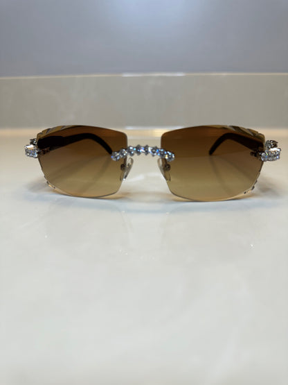 Iced out Rimless Sunglasses Detroit style Buffs 50 pointers