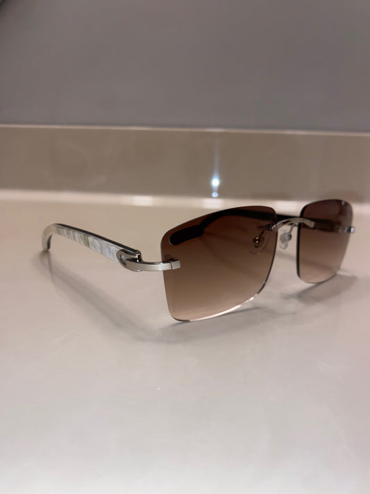 2023 Rimless Sunglasses White buffs