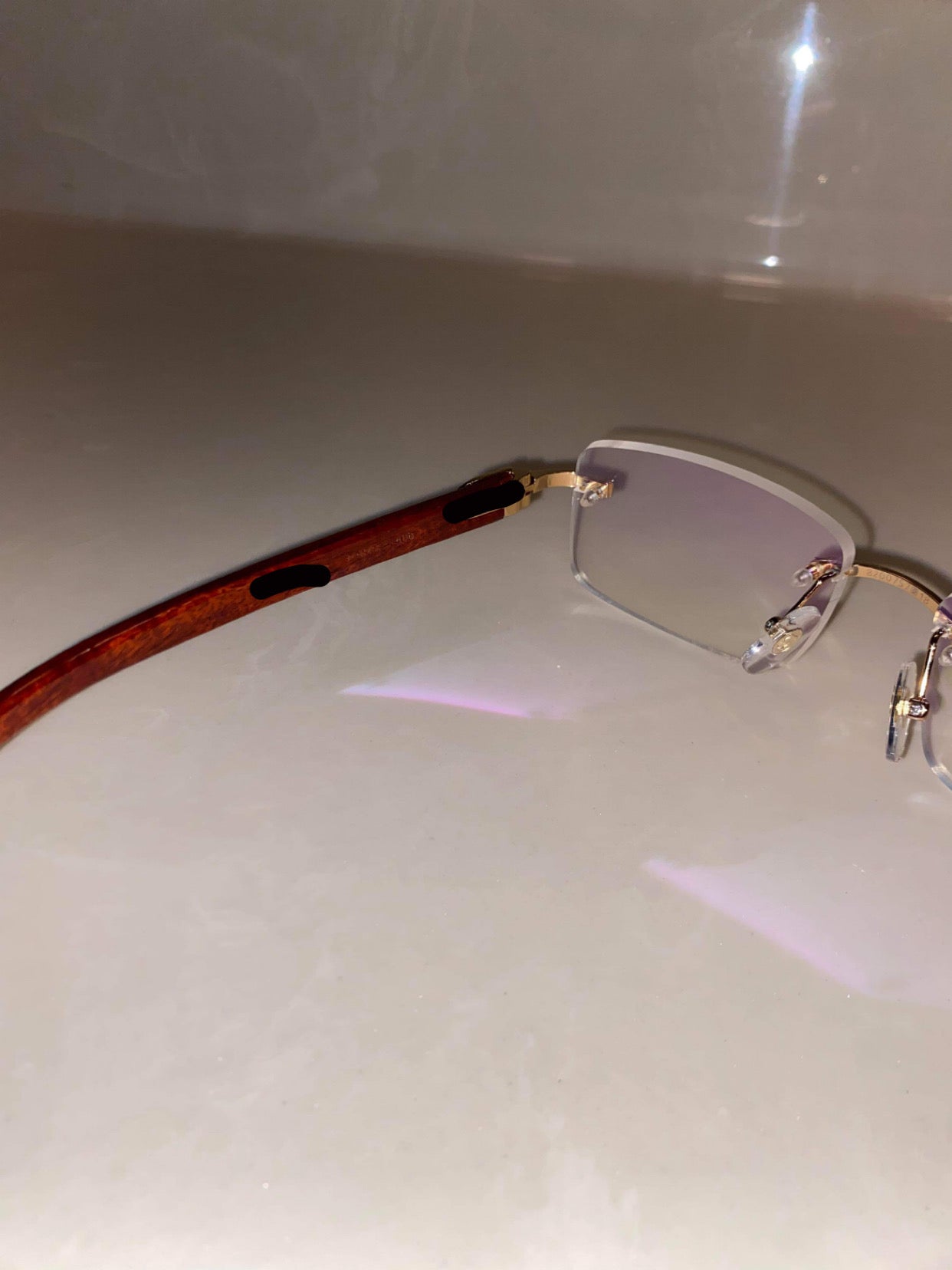 Rimless Sunglasses Wood style