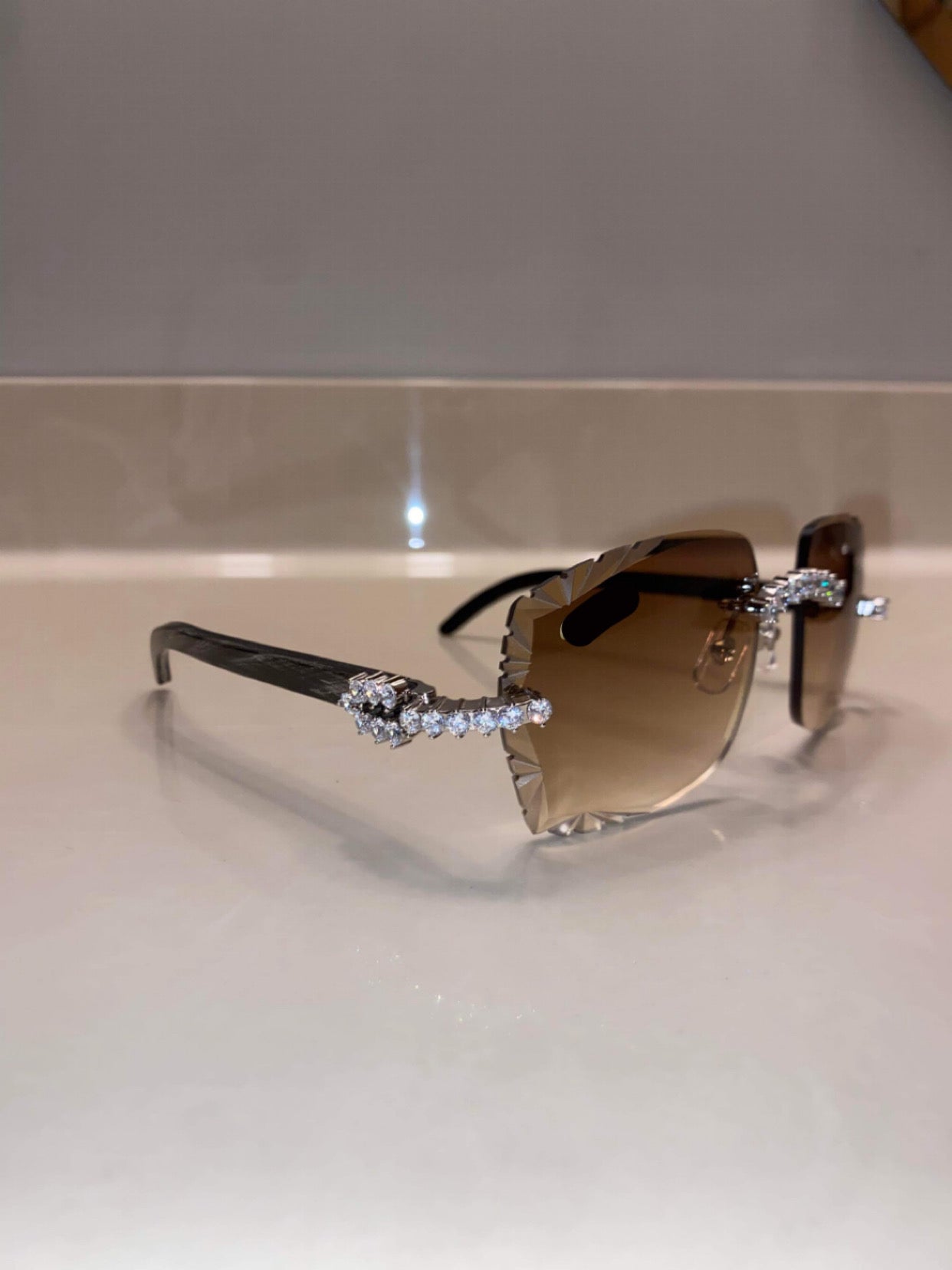 Iced out Rimless Sunglasses Detroit style Buffs 50 pointers