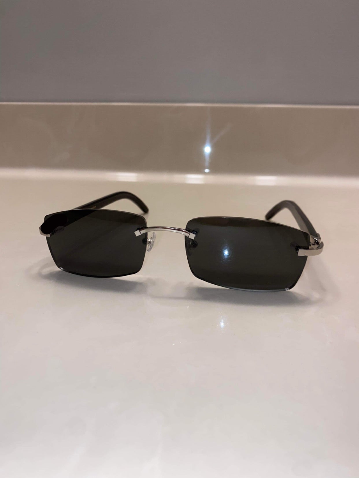 2023 black Rimless Sunglasses buffs