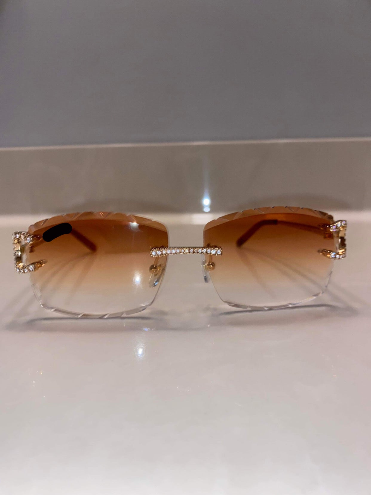 Made to order: Iced out Big C moissanite Sunglasses