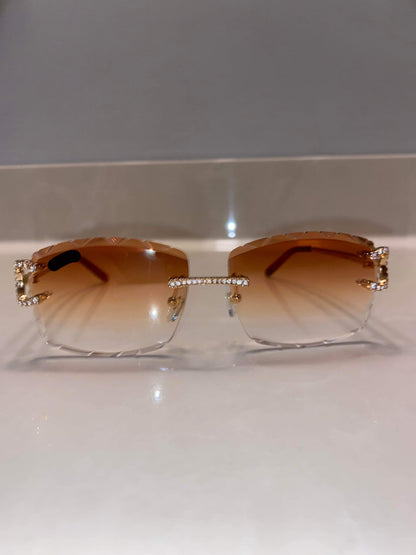 Made to order: Iced out Big C moissanite Sunglasses