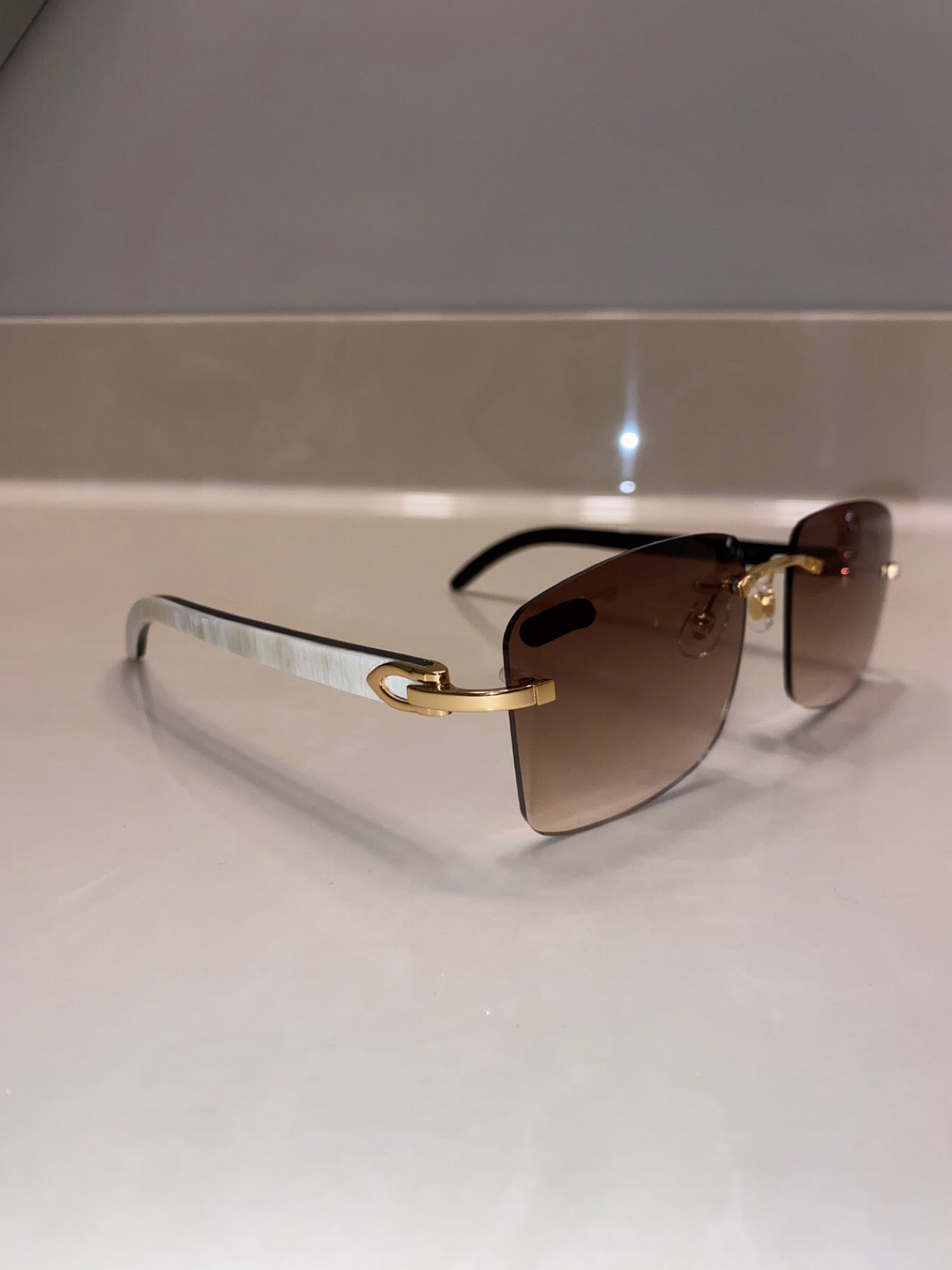 2023 Rimless Sunglasses White buffs