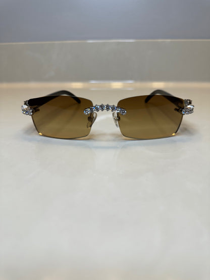 Iced out Rimless Sunglasses Detroit style Buffs 50 pointers