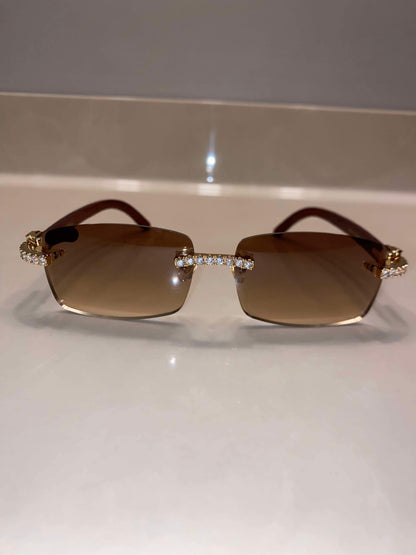 Iced out moissanite wood Sunglasses