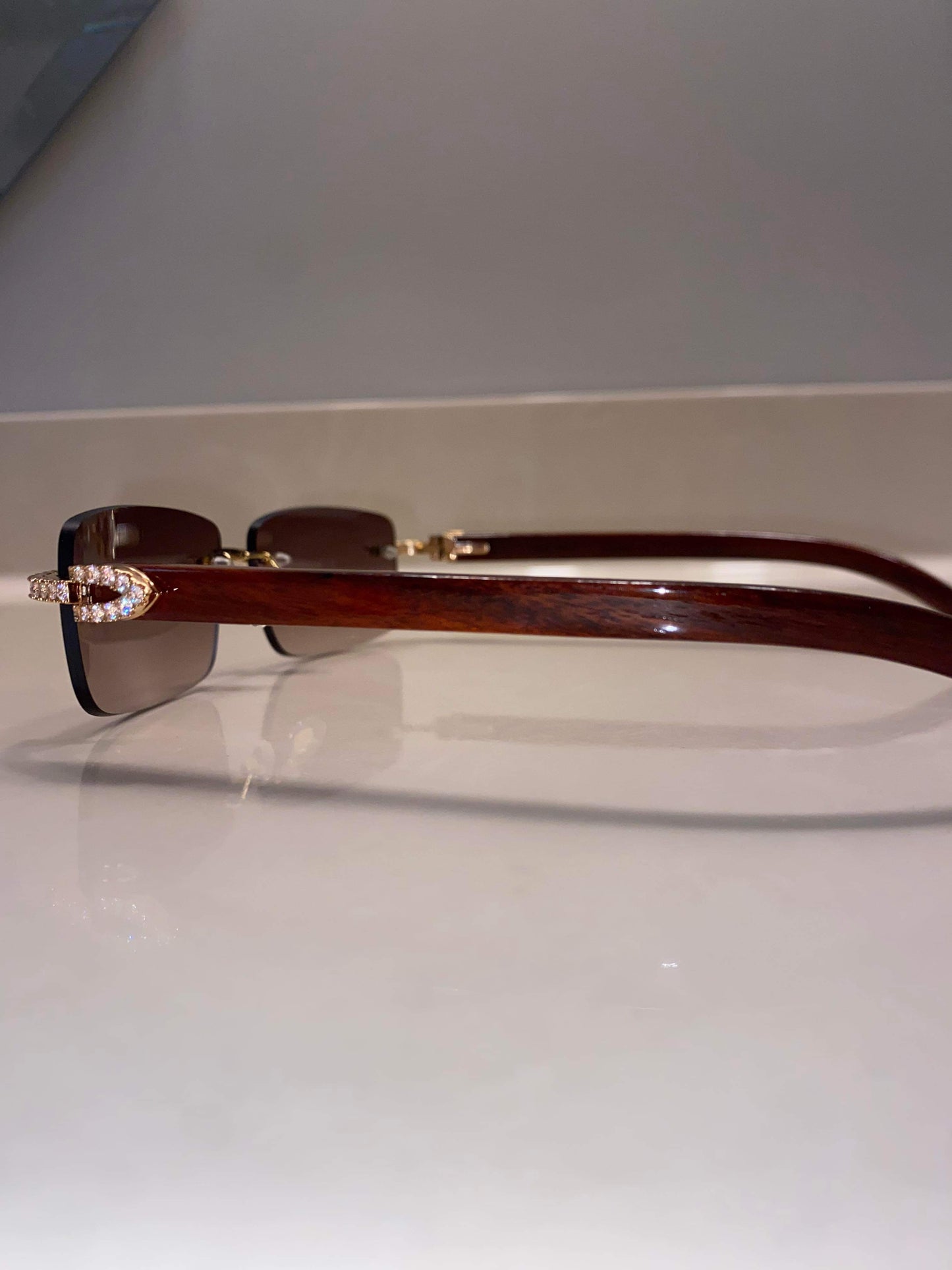 Rimless Sunglasses Classic Wood style