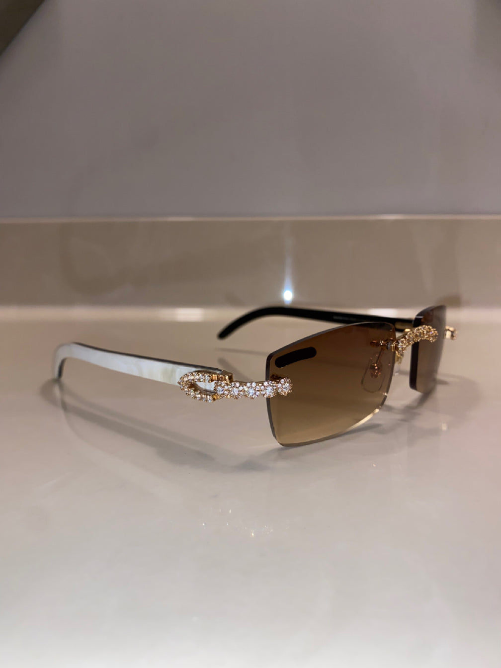 Iced out Rimless Sunglasses Detroit style Buffs