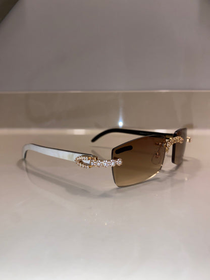 Iced out Rimless Sunglasses Detroit style Buffs