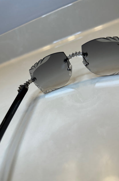 Iced out Rimless Sunglasses Detroit style Buffs 50 pointers