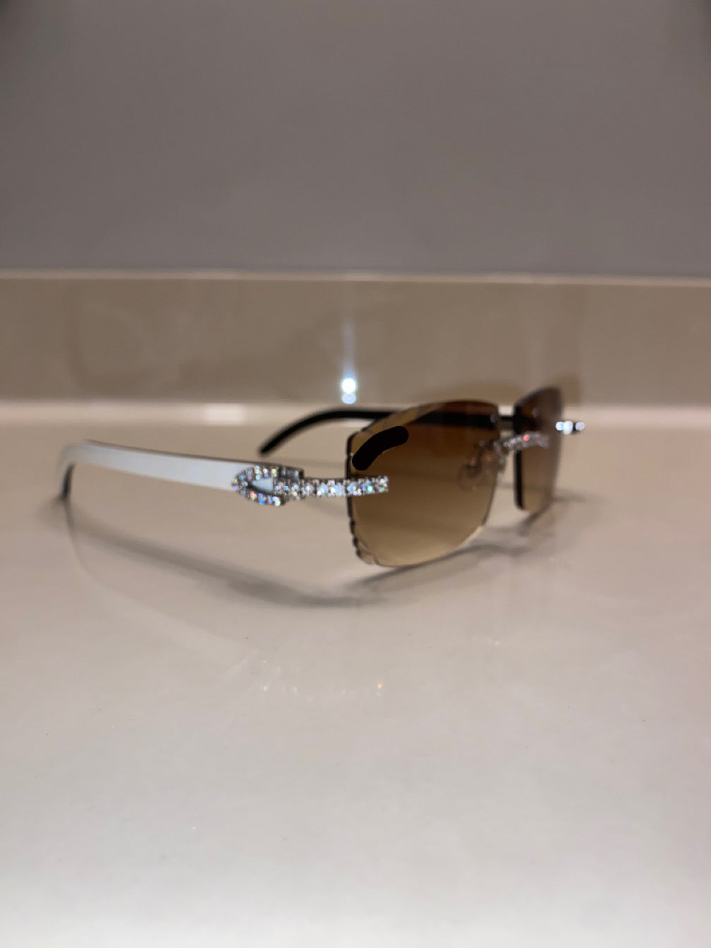 Iced out moissanite White Diamond cut Buffalo horn glasses