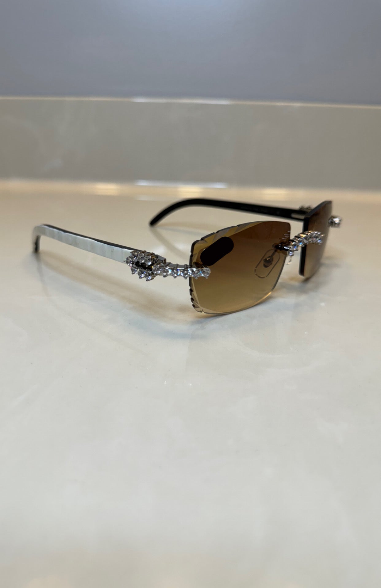 Iced out Rimless Sunglasses Detroit style Buffs 50 pointers