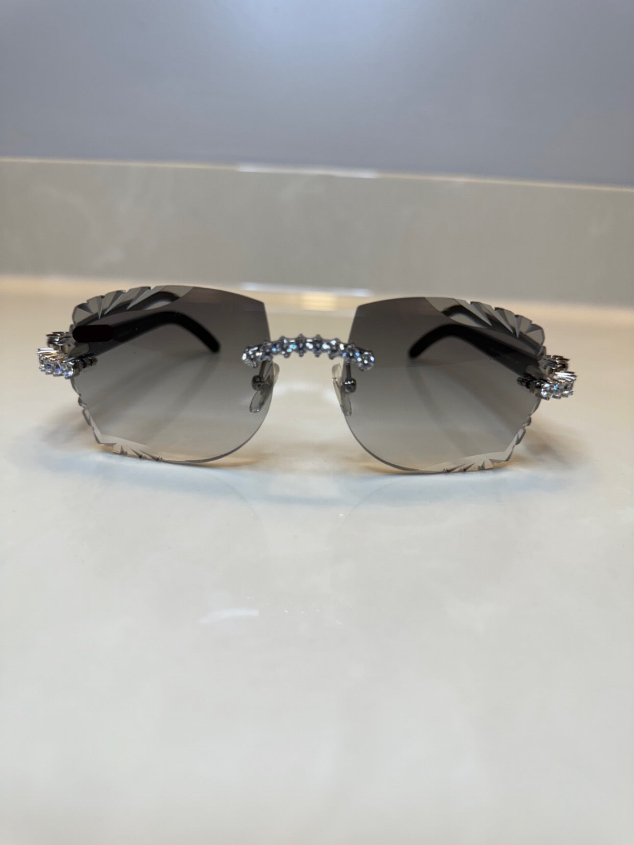 Iced out Rimless Sunglasses Detroit style Buffs 50 pointers