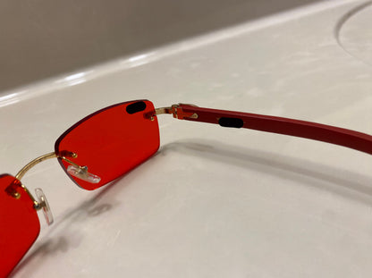 Rimless Sunglasses Red Wood style