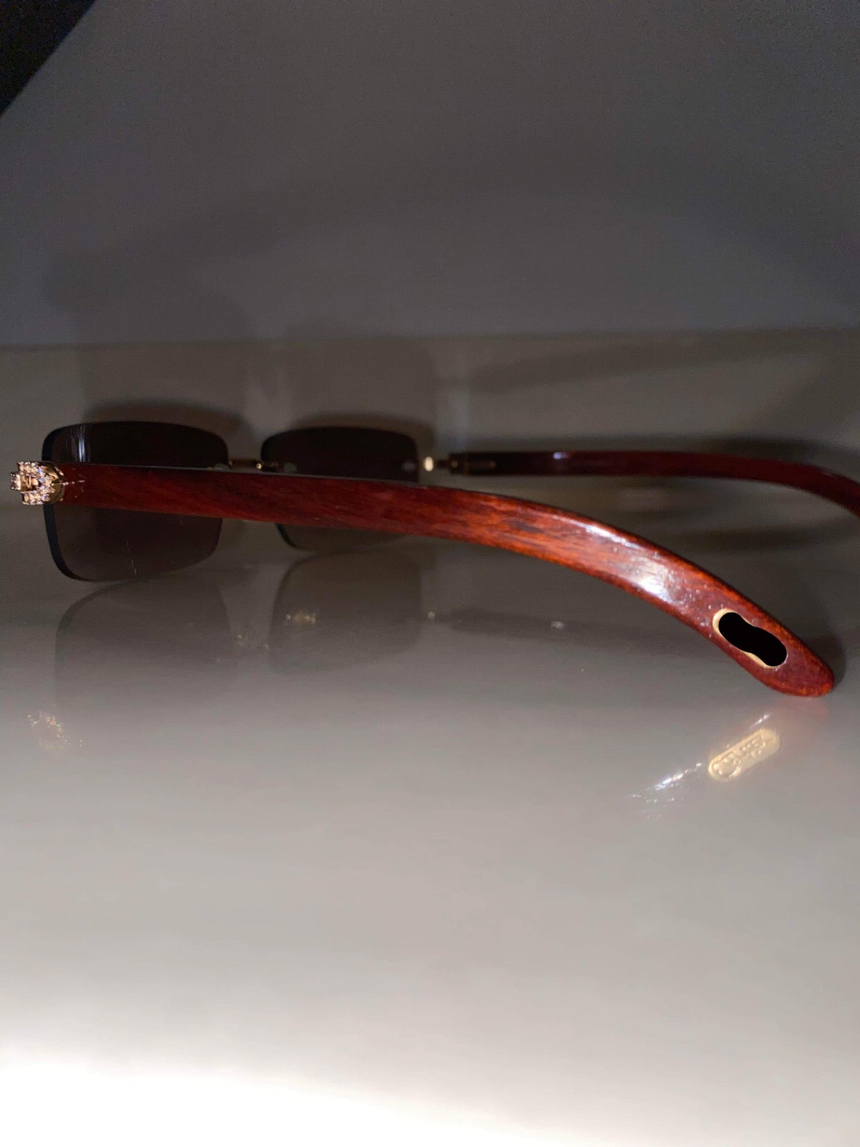 Rimless Sunglasses Classic Wood style