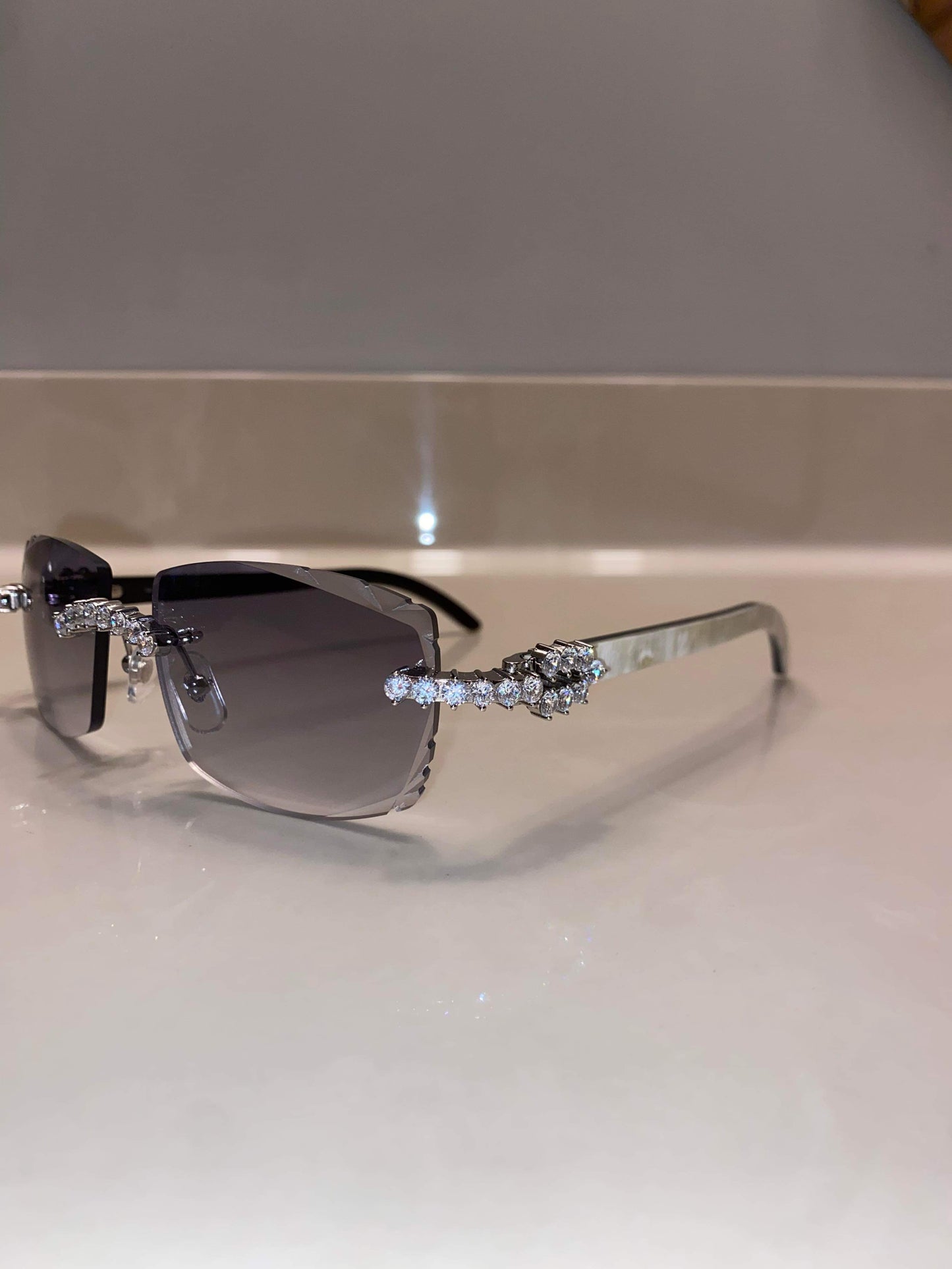 Iced out Rimless Sunglasses Detroit style Buffs 50 pointers