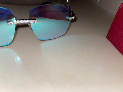 Made to order: Iced out moissanite Diamond cut White Buffalo horn glasses