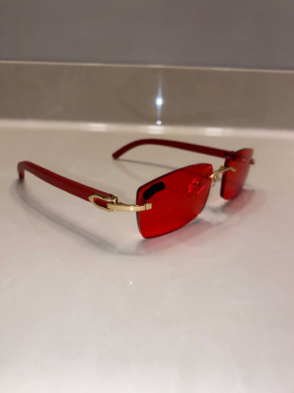 Rimless Sunglasses Red Wood style