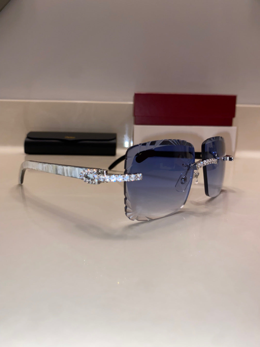 Iced out Rimless Sunglasses Detroit style Buffs