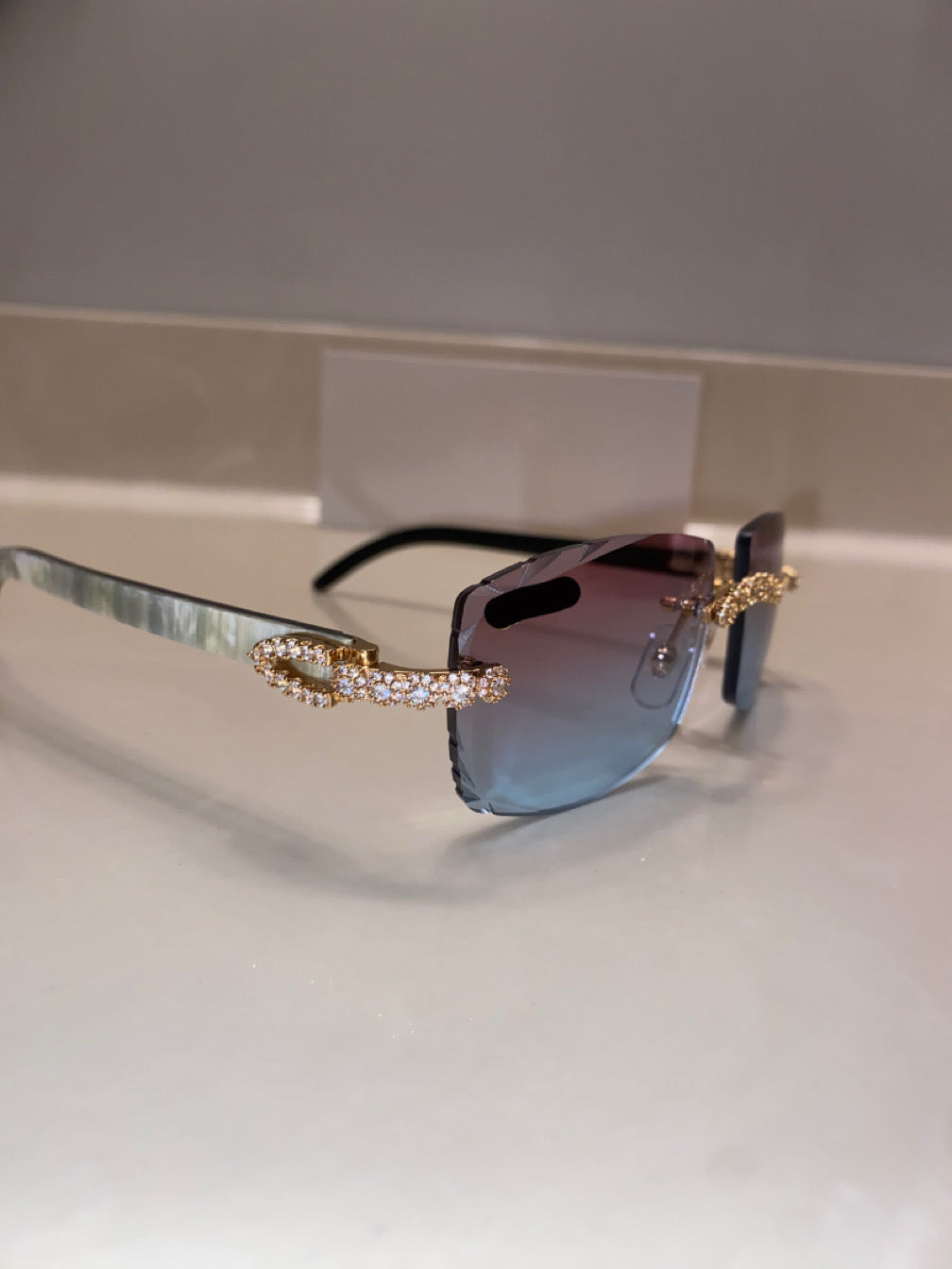 Iced out Rimless Sunglasses Detroit style Buffs