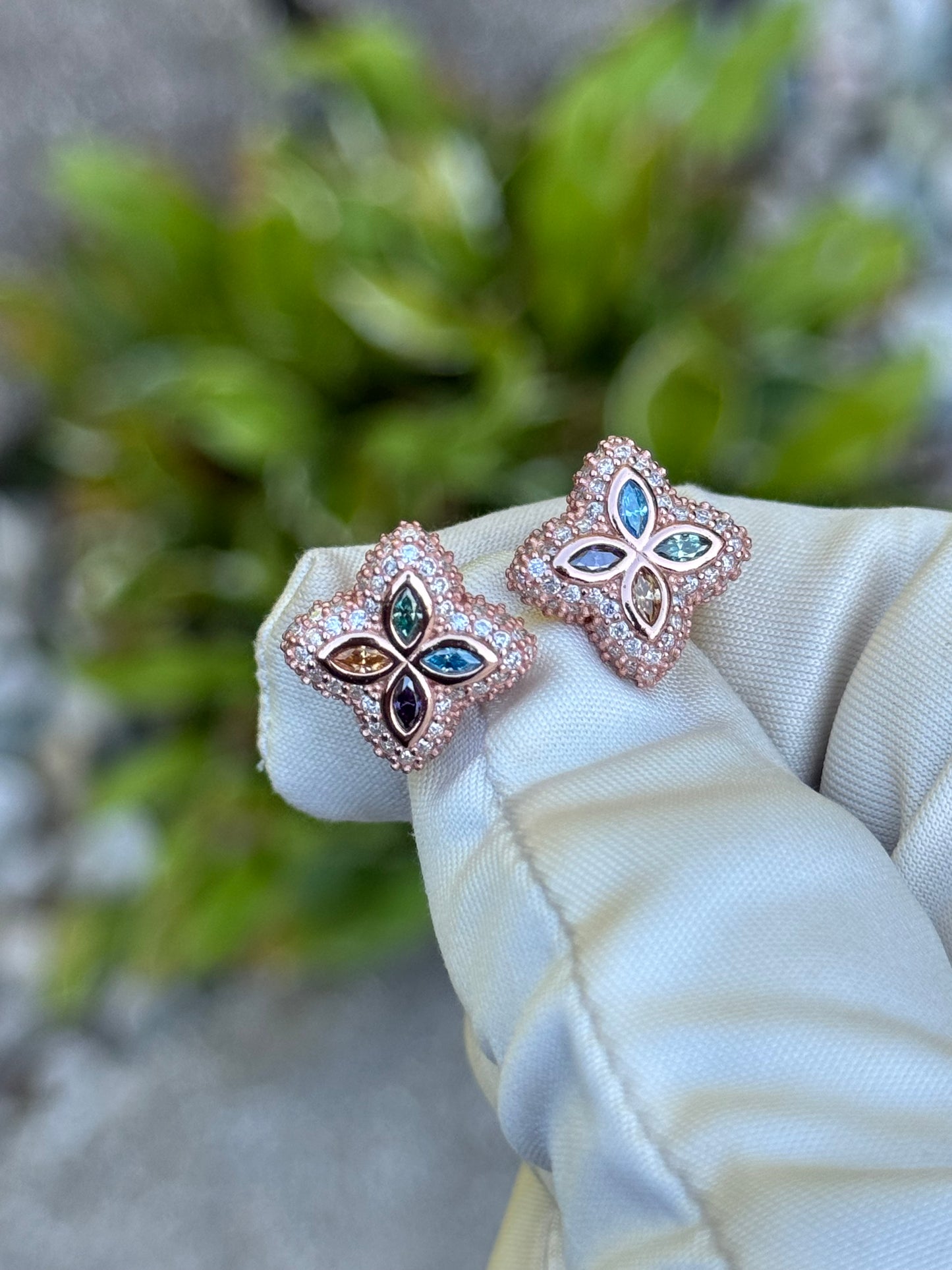 Moissanite flower Earrings