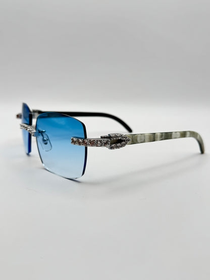 Iced out Rimless Sunglasses Detroit style Buffs
