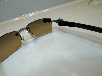 Iced out Rimless Sunglasses Detroit style Buffs 50 pointers