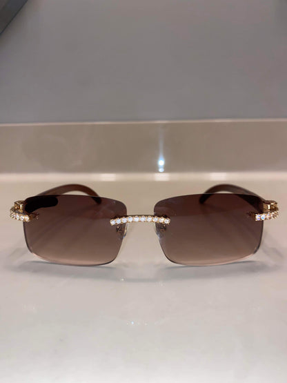 Rimless Sunglasses Classic Wood style