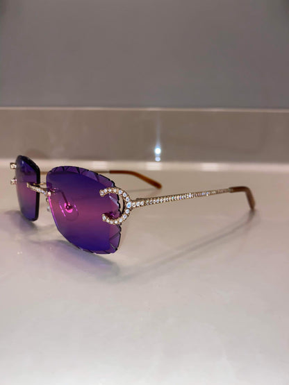 Made to order: Iced out Big C moissanite Sunglasses