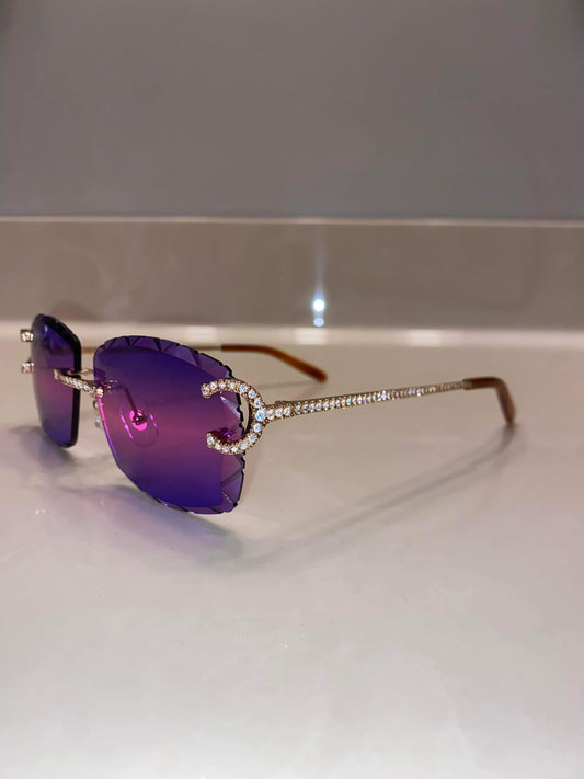 Made to order: Iced out Big C moissanite Sunglasses