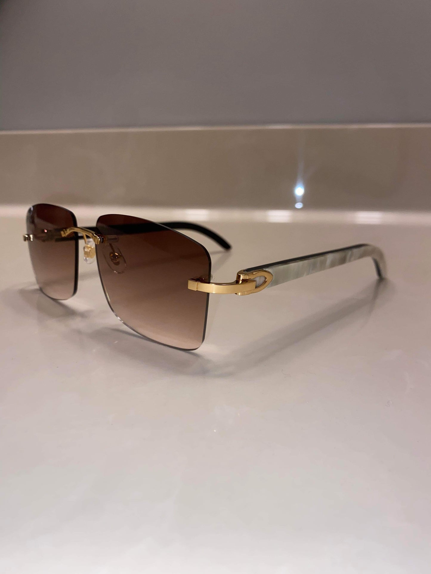 2023 Rimless Sunglasses White buffs