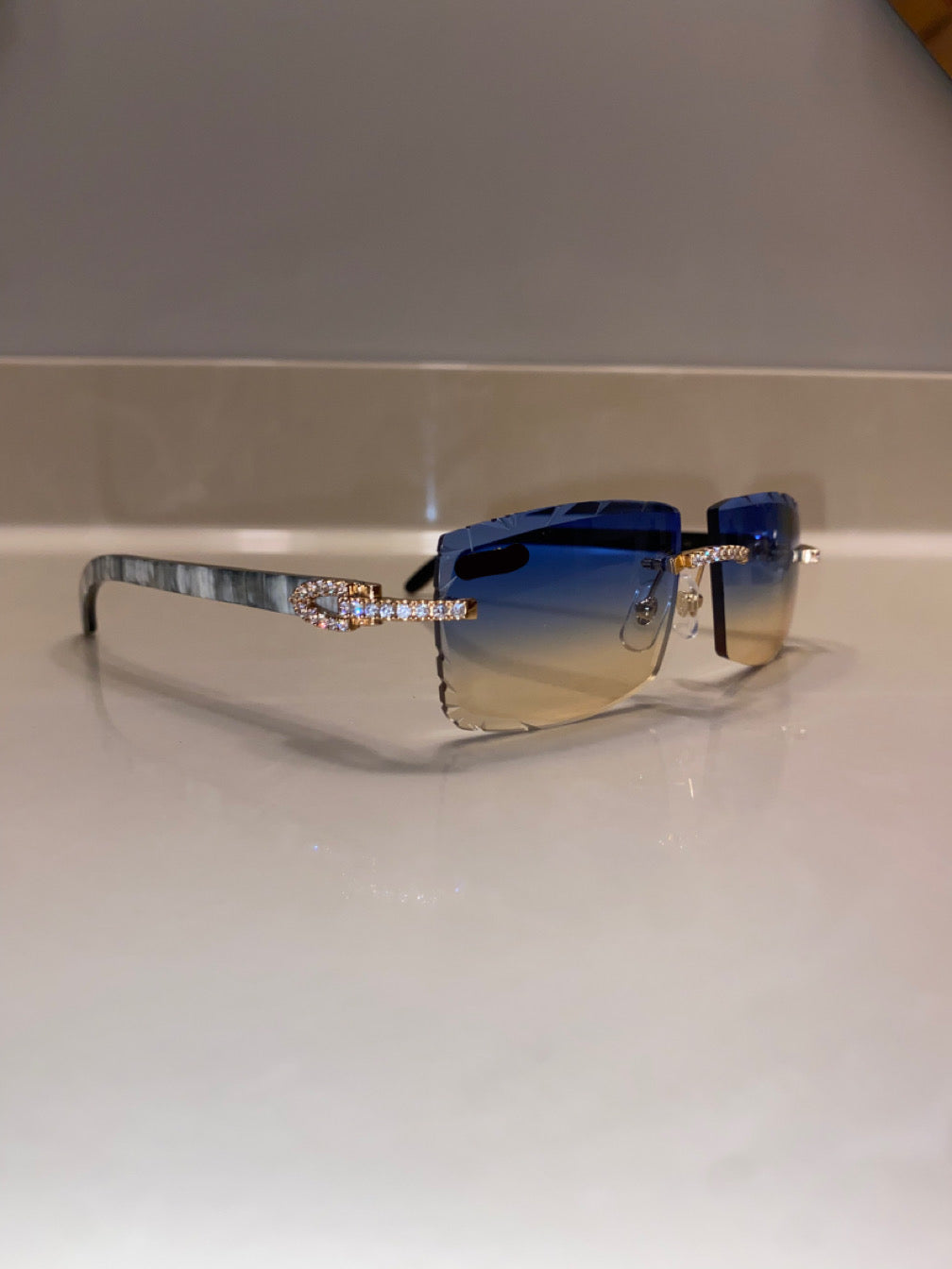 Iced out Rimless Sunglasses Detroit style Buffs