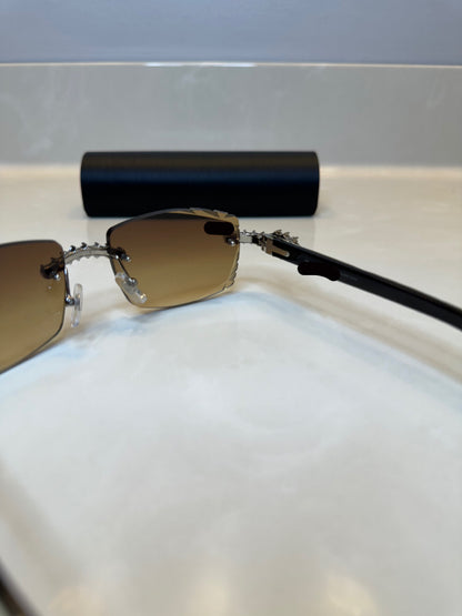 Iced out Rimless Sunglasses Detroit style Buffs 50 pointers