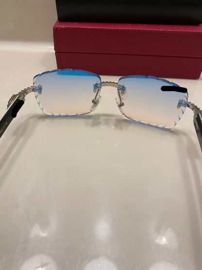 Made to order: Iced out moissanite Diamond cut White Buffalo horn glasses