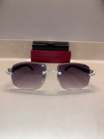 Iced out moissanite Diamond cut White Buffalo horn glasses